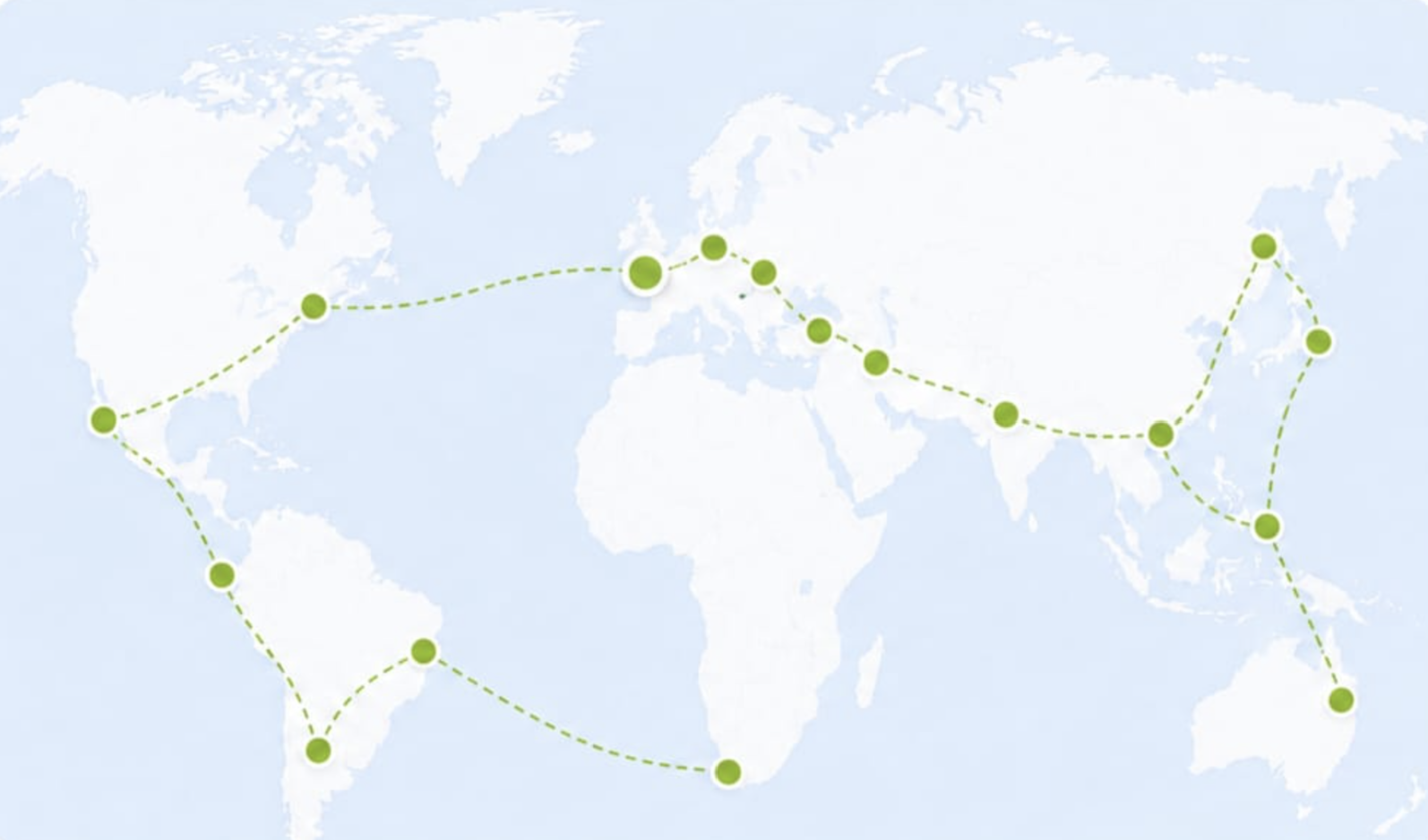 Mapa de la ruta virtual de Runova por el mundo